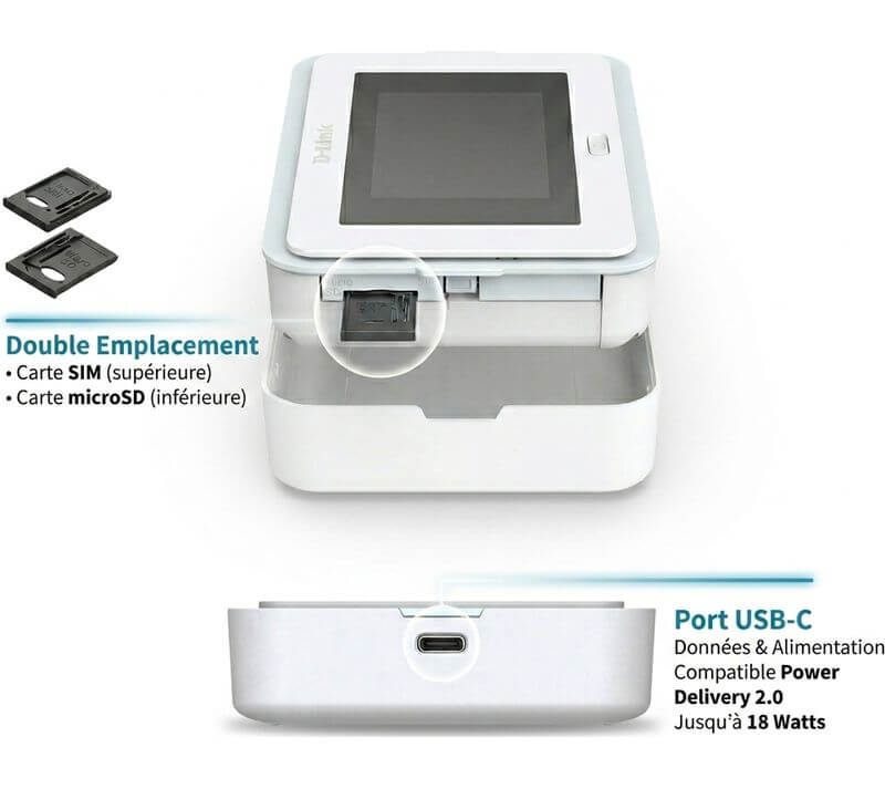 Routeur de voyage 5G Wi-Fi 6 D-Link DBR-330-G vu de dessus