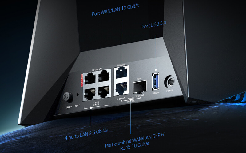 Connectique arrière du routeur TP-Link Archer GE800