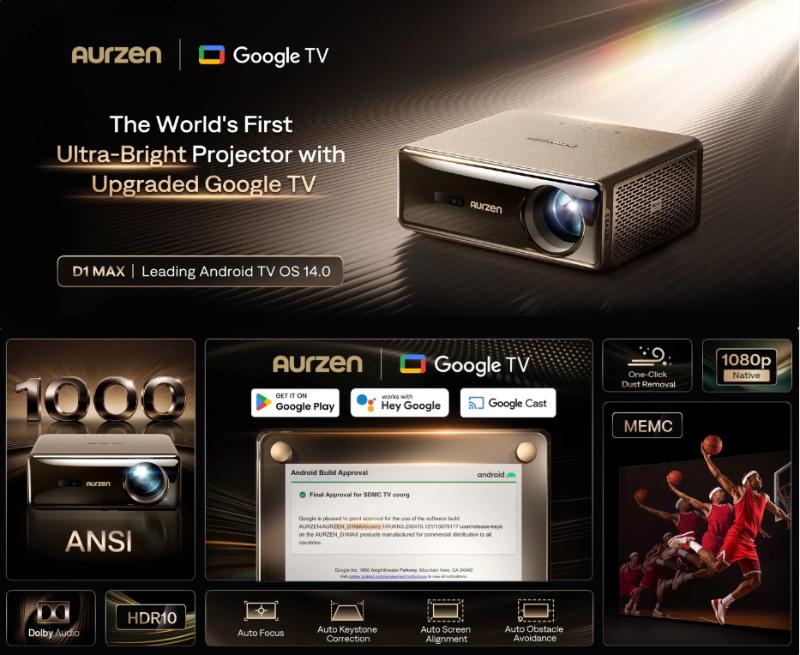Vidéoprojecteur Aurzen D1 MAX avec Google TV