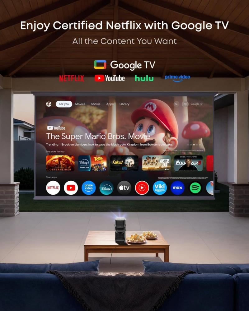 Interface Google TV du vidéoprojecteur portable Nebula P1