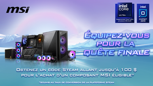 Jusqu'à 100$ de codes Steam avec MSI*