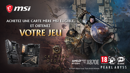 Crimson Desert offert pour l’achat d’une carte mère MSI éligible