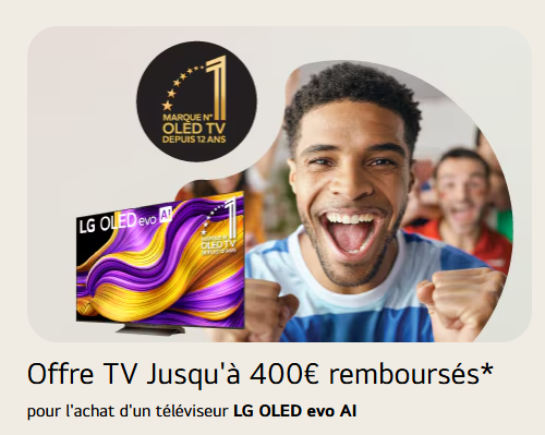 Jusqu'à 400€ remboursés sur une sélection de TV LG