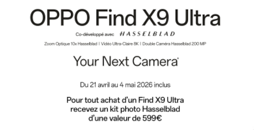 Un kit photo Hasselblad offert jusqu'au 04/05/2026