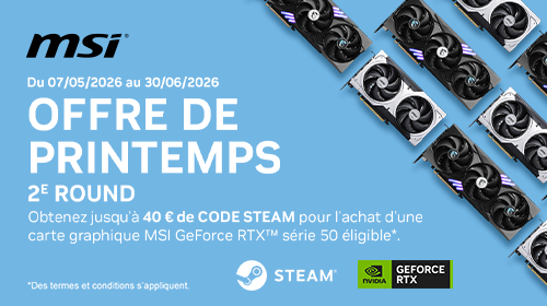 Jusqu'à 40€ de code Steam avec MSI