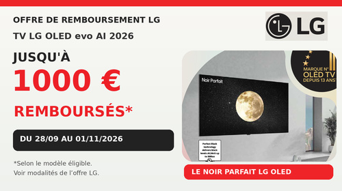 Jusqu'à 1000€ remboursés sur une sélection LG