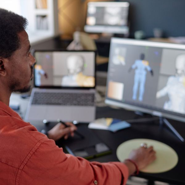 Animation 3D d'un personnage avec squelette de rigging et poses