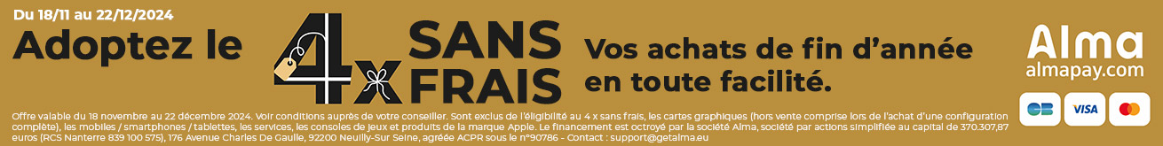 Paiement 4x sans frais