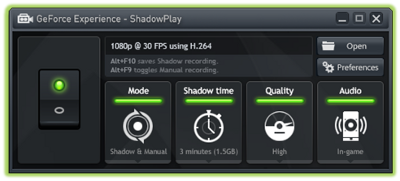 Nvidia Geforce Shadow Play