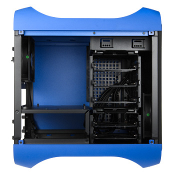Boitier Bitfenix Prodigy mini ITX bleu intérieur