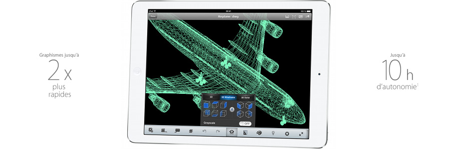 10 heures d'autonomie, wifi double bande, nouvelle puce A7 et iOS 7, votre ipad est ultra moderne