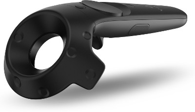 Les deux manettes sans fil du casque de réalité virtuelle HTC Vive