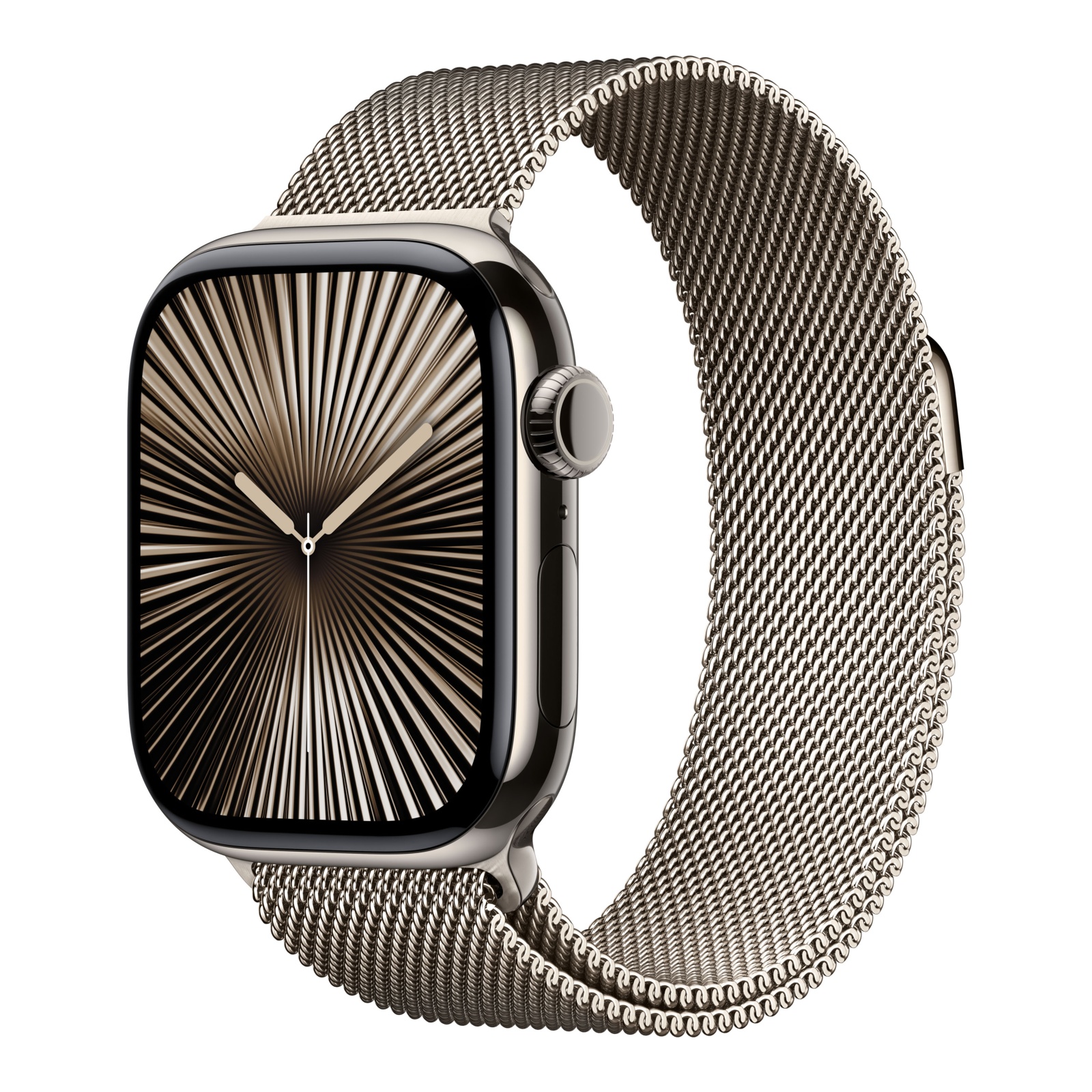 Apple Watch Series 10 GPS + Cellular 42mm Bo&icirc;tier en Titane Naturel avec Bracelet Milanais Naturel 