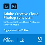 Adobe Photoshop + Lightroom (Creative Cloud Photographie 20 Go) - Licence 1 an - 1 utilisateur - A télécharger