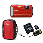 Panasonic Lumix DMC-FT30 Rouge + Carte microSD Kingston 16 GO avec adaptateur + Lowepro Tahoe 15 II Rouge