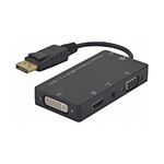 Adaptateur multiple DisplayPort Mâle vers DVI + VGA + HDMI 0,23 m noir