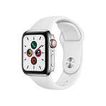 Apple Watch Series 5 Acier (Argent - Bracelet Sport Blanc) - Cellular - 40 mm