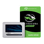 Pack Crucial MX500 - 1 To + Seagate BarraCuda - 4 To - 256 Mo