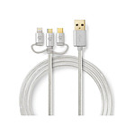 Cable 3-en-1 USB 2.0 vers micro-USB / USB-C / Lightning - 1 m