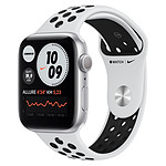 Apple Watch Nike Series 6 Aluminium (Argent - Bracelet Sport Platine Pur / Noir) - GPS - 44 mm