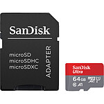 SanDisk Ultra microSD UHS-I U1 64 Go + Adaptateur SD