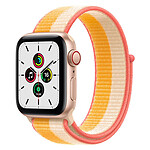 Apple Watch SE Aluminium (Or - Bracelet Sport Jaune Indien / Blanc) - Cellular - 40 mm