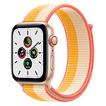 Apple Watch SE Aluminium (Or - Bracelet Sport Jaune Indien / Blanc) - Cellular - 44 mm