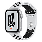 Apple Watch Nike SE Aluminium (Argent - Bracelet Sport Platine Pur / Noir) - GPS - 44 mm