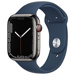 Apple Watch Series 7 Acier inoxydable (Graphite - Bracelet Sport Bleu) - Cellular - 45 mm