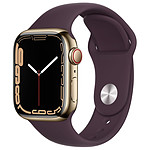 Apple Watch Series 7 Acier inoxydable (Or - Bracelet Sport Violet) - Cellular - 41 mm
