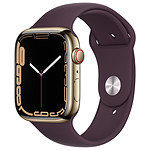 Apple Watch Series 7 Acier inoxydable (Or - Bracelet Sport Violet) - Cellular - 45 mm