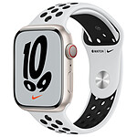 Apple Watch Nike Series 7 Aluminium (Lumière stellaire- Bracelet Sport Platine Pur / Noir) - Cellular - 45 mm
