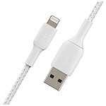 Câble USB Belkin Câble USB-A vers Lightning MFI renforcé (blanc) - 3 m - Autre vue