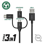 Câble USB Akashi Câble Eco 3-en-1 USB-A vers USB-C - Lightning - micro USB - 1 m - Autre vue