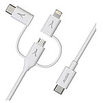 Akashi Câble Eco 3-en-1 USB-C vers USB-C - Lightning - micro USB - 1 m