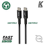 Câble USB Akashi Câble Eco Kevlar USB-C vers USB-C Noir - 1.5 m - Autre vue
