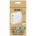 Câble USB Akashi Chargeur Secteur 130W - USB-C + USB-A (Macbook, PC, Laptop ...) - Autre vue