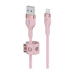 Belkin Boost Charge Pro Flex Câble silicone tressé USB-A vers Lightning (rose) - 1 m