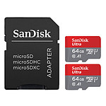 SanDisk Ultra microSD UHS-I U1 64 Go 140 Mo/s (x2) + Adaptateur SD