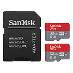 SanDisk Ultra microSDHC 32 Go (x2) + Adaptateur SD (SDSQUA4-032G-GN6MT)