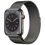 Apple Watch Series 8 GPS + Cellular - Acier Inoxydable Graphite- Bracelet Milanais 41 mm
