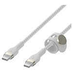 Câble USB Belkin Boost Charge Pro Flex Câble silicone tressé USB-C vers USB-C (blanc) - 1 m - Autre vue