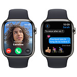 Montre connectée Apple Watch Series 9 GPS + Cellular - Acier Inoxydable Graphite - Bracelet Sport Band Minuit - 41 mm - Taille S/M - Autre vue