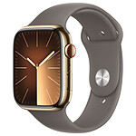 Montre connectée Apple Watch Series 9 GPS + Cellular - Acier Inoxydable Or - Bracelet Sport Band Argile - 41 mm - Taille S/M - Autre vue