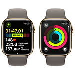 Montre connectée Apple Watch Series 9 GPS + Cellular - Acier Inoxydable Or - Bracelet Sport Band Argile - 41 mm - Taille S/M - Autre vue