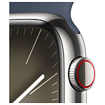 Montre connectée Apple Watch Series 9 GPS + Cellular - Acier Inoxydable Argent - Bracelet Sport Band Bleu - 45 mm - Taille S/M - Autre vue
