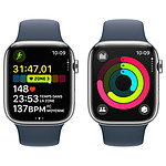 Montre connectée Apple Watch Series 9 GPS + Cellular - Acier Inoxydable Argent - Bracelet Sport Band Bleu - 45 mm - Taille M/L - Autre vue