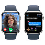 Montre connectée Apple Watch Series 9 GPS + Cellular - Acier Inoxydable Argent - Bracelet Sport Band Bleu - 41 mm - Taille M/L - Autre vue