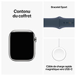Montre connectée Apple Watch Series 9 GPS + Cellular - Acier Inoxydable Argent - Bracelet Sport Band Bleu - 41 mm - Taille S/M - Autre vue