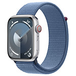Montre connectée Apple Watch Series 9 GPS + Cellular - Aluminium Argent - Boucle Sport Bleu - 45 mm  - Autre vue